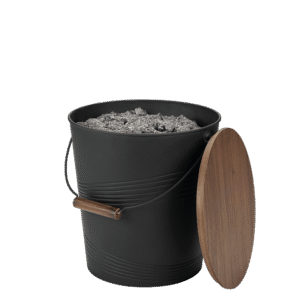 Seau à cendres Salto Acier / Bois, Noir givré / noyer, 12 Litres — Dixneuf