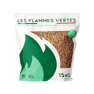 Granulés de Bois Flammes Vertes - 3 palettes - 195 sacs 2925kg