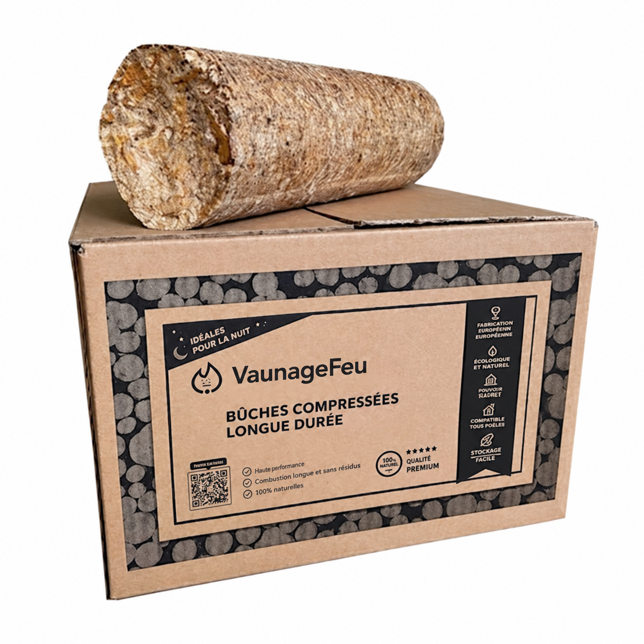 Bûche compressée MOYENNE DUREE emballage carton - 3 à 5h de combustion – Image 5