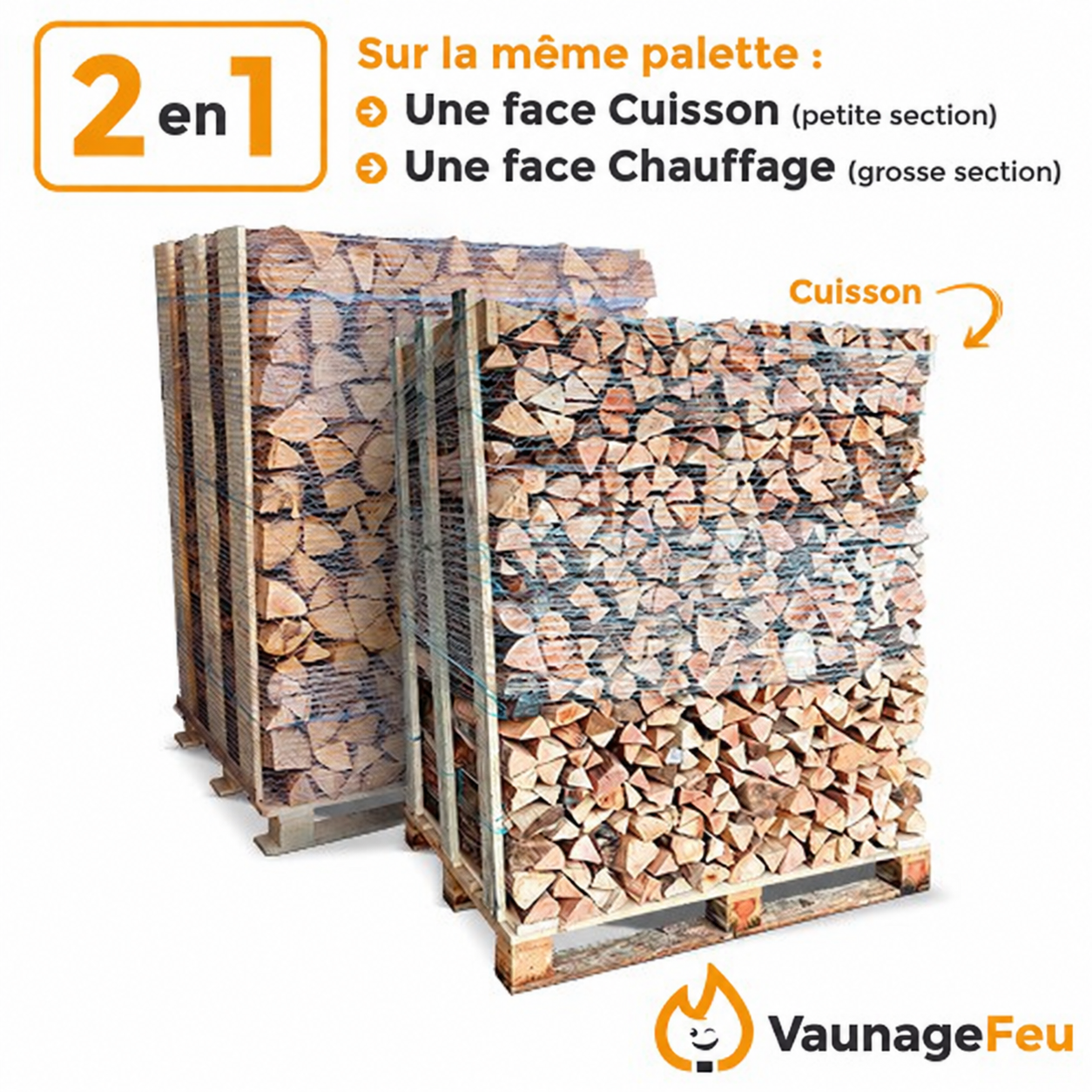 Bois de cuisson et chauffage - pizza et pain - Hêtre étuvé 50cm - 2 stères sur palette